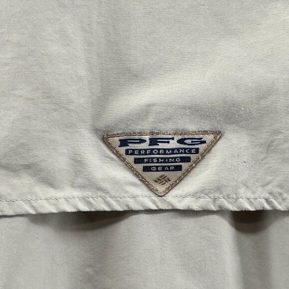 Columbia PFG Mens Size Medium Fishing Shirt Beige Vented Short Sleeve Vintage - Picture 10 of 14